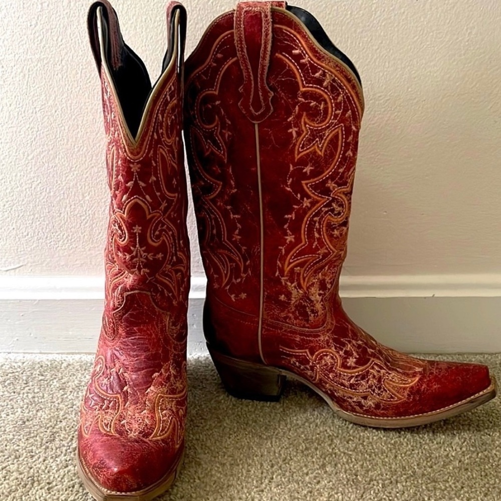 Red Cowboy Cowgirl Western Heeled boots size 9.5 B Brand new